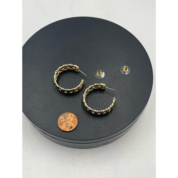 Kendra Scott NATALIE‎ Gold Plated Rattan Open Woven Looking Hoop Earrings - Picture 7 of 11